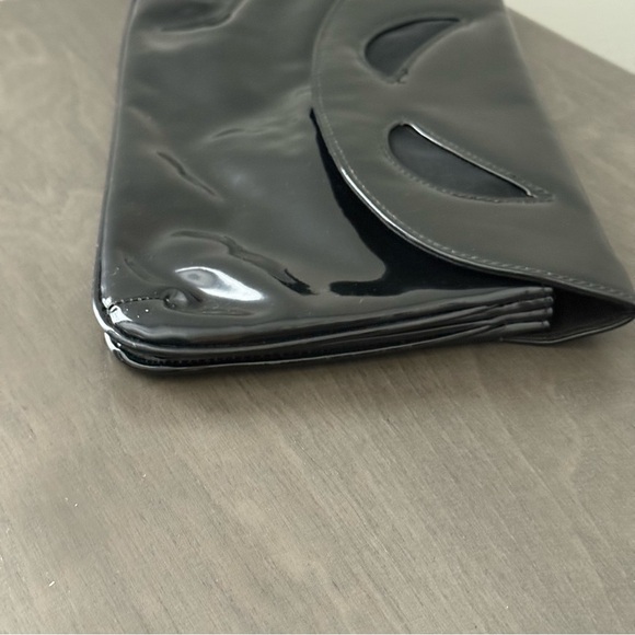 Vintage Black Patent Alien Eyes Mesh Cutout Envelope Clutch - Goth/Costume/Party - Picture 3 of 7